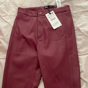 Zara Red Leather leggings